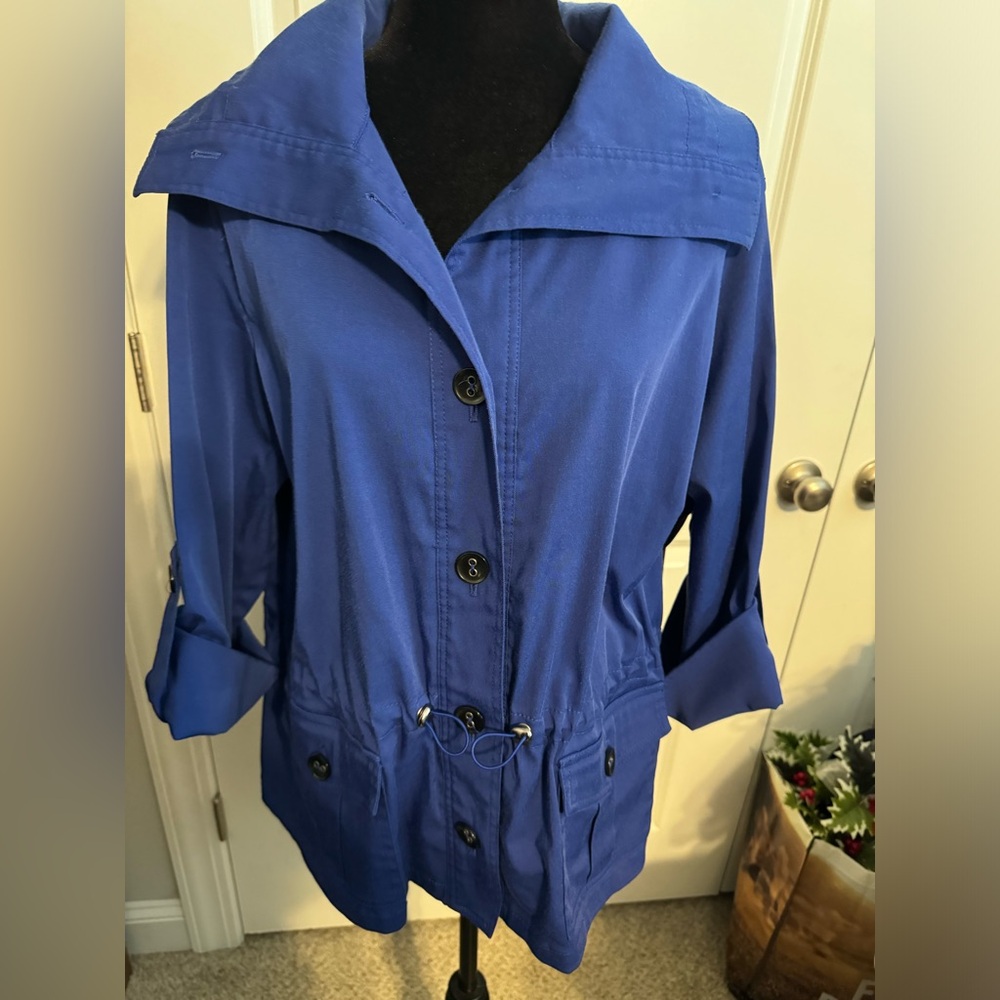 Ruby Rd. Brand Royal Blue three quarter sleeve casual button up jacket